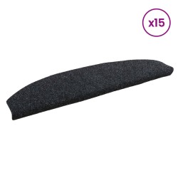 Tapis d'escalier auto-adhésifs 15 pcs Noir 80 x 24,5 x 3,5 cm 638891638891