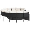 Canapé de jardin avec coussins rond noir résine tressée 638893638893