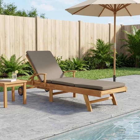 Chaise longue avec coussin 100% Polyester Teck Solide 638895638895
