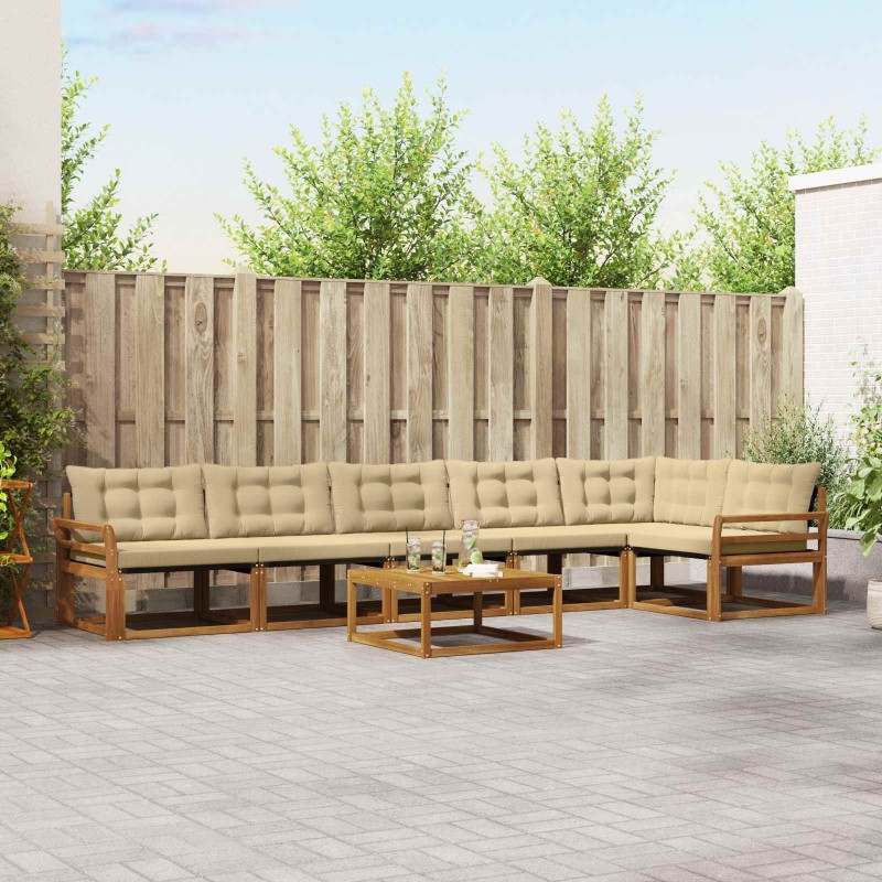 Ensemble de canapés d'extérieur 7 pcs Naturel et Beige 638907638907
