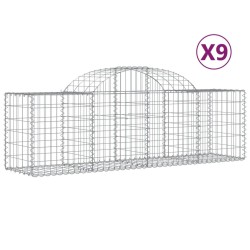 Paniers à gabions arqués 9 pcs 200x50x60/80 cm Fer galvanisé 638939638939