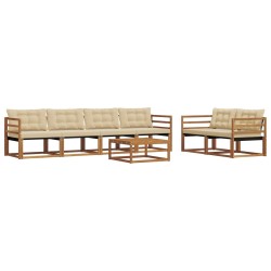Ensemble de canapés d'extérieur 7 pcs Naturel et Beige 638944638944