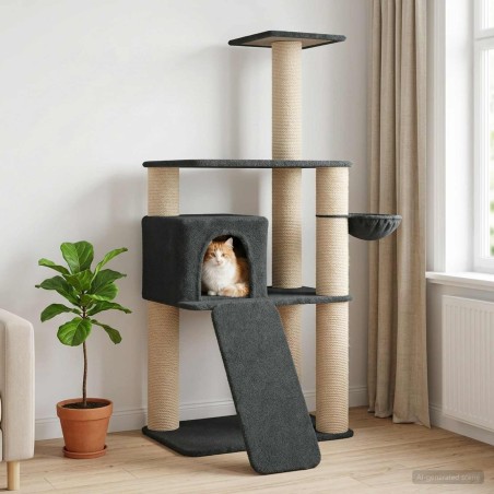 Arbre à chat avec poteaux à griffer en sisal Gris foncé 173 cm 638950638950