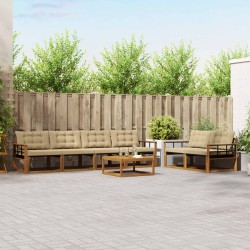Ensemble de canapés d'extérieur 7 pcs Naturel et Beige 638955638955
