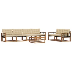 Ensemble de canapés d'extérieur 7 pcs Naturel et Beige 638955638955