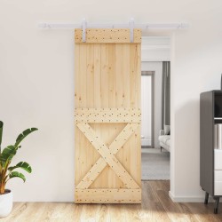 Porte coulissante Naturel et Blanc 80 x 210 cm 638957638957