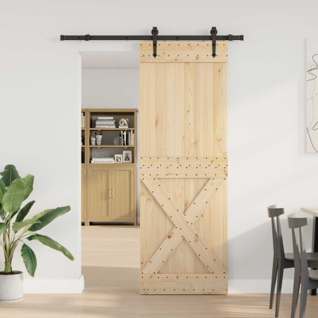 Porte coulissante NARVIK Naturel et noir 80 x 210 cm (152,5 cm) 638959638959