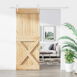 Porte coulissante Naturel et Blanc 80 x 210 cm 638962638962