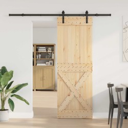 Porte coulissante NARVIK Naturel et noir 80 x 210 cm (213,5 cm) 638965638965