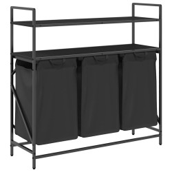 Panier à linge à 3 compartiments avec étagères en chêne noir 638970638970