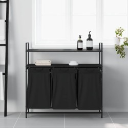 Panier à linge à 3 compartiments avec étagères en chêne noir 638970638970