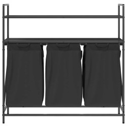 Panier à linge à 3 compartiments avec étagères en chêne noir 638970638970