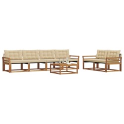 Ensemble de canapés d'extérieur 7 pcs Naturel et Beige 638980638980