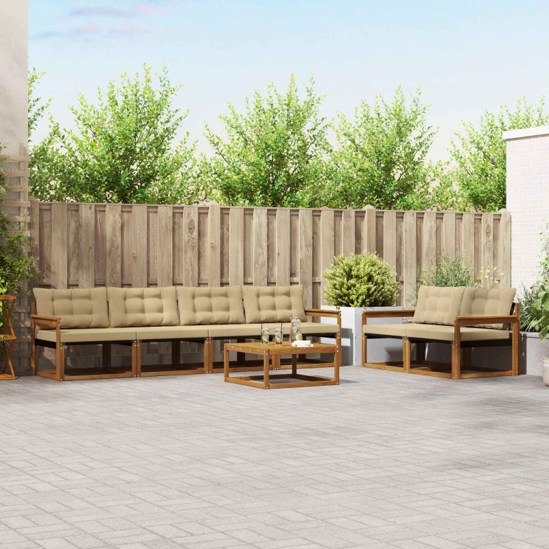 Ensemble de canapés d'extérieur 7 pcs Naturel et Beige 638982638982