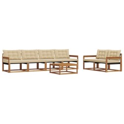 Ensemble de canapés d'extérieur 7 pcs Naturel et Beige 638982638982