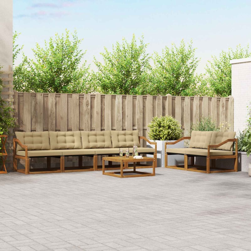 Ensemble de canapés d'extérieur 7 pcs Naturel et Beige 638983638983