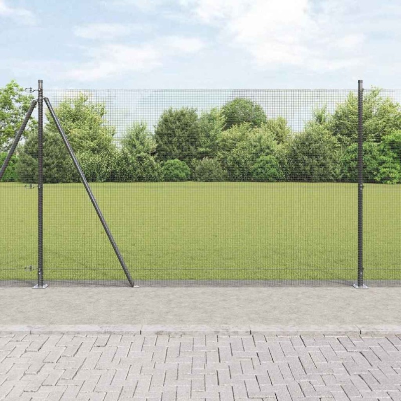 Clôture en fil soudé avec base en béton 25 x 1,5 m Gris Maille 638992638992