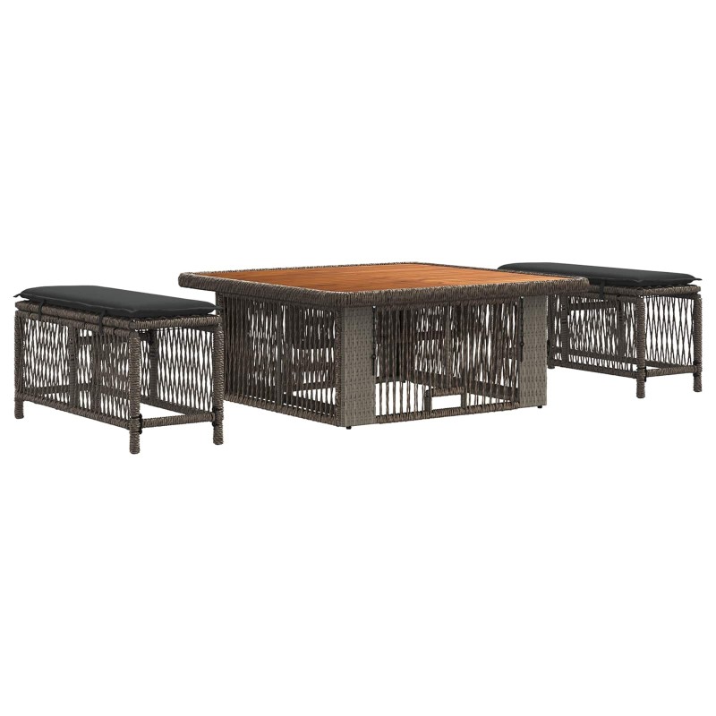 Ensemble de salle à manger pour jardin 3 pcs Gris et Gris foncé 639003639003