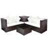 Salon de jardin 4 pcs avec coussins Résine tressée Marron 639004639004