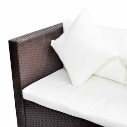Salon de jardin 4 pcs avec coussins Résine tressée Marron 639004639004