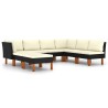 Salon de jardin 8 pcs avec coussins Résine tressée Noir 639007639007