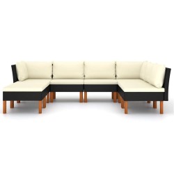 Salon de jardin 8 pcs avec coussins Résine tressée Noir 639007639007