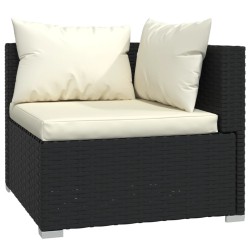 Salon de jardin 6 pcs avec coussins résine tressée noir 639009639009