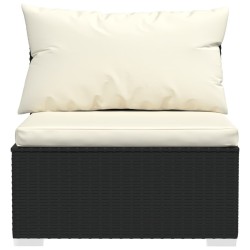 Salon de jardin 6 pcs avec coussins résine tressée noir 639009639009