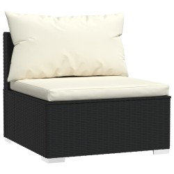 Salon de jardin 6 pcs avec coussins résine tressée noir 639009639009