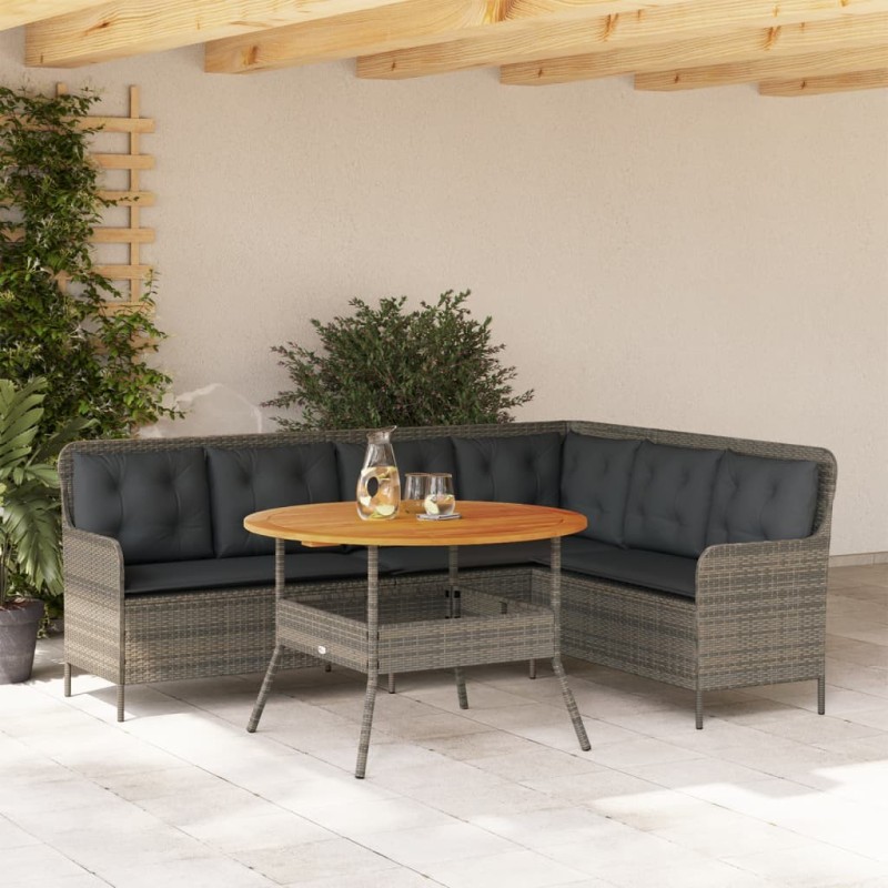 Salon de jardin 2 pcs avec coussins Gris Résine tressée 639010639010
