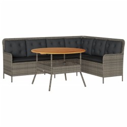 Salon de jardin 2 pcs avec coussins Gris Résine tressée 639010639010