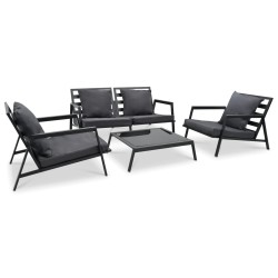 Salon de jardin 4 pcs avec coussins Aluminium Gris foncé 639012639012