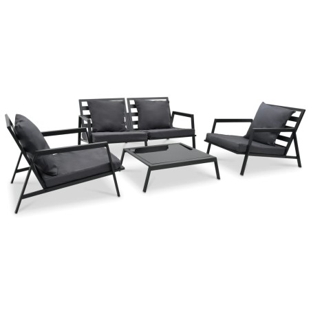 Salon de jardin 4 pcs avec coussins Aluminium Gris foncé 639012639012