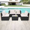 Salon de jardin 5 pcs avec coussins résine tressée noir 639014639014