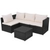 Salon de jardin 5 pcs avec coussins résine tressée noir 639014639014