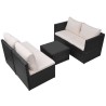 Salon de jardin 5 pcs avec coussins résine tressée noir 639014639014