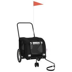 Remorque pour vélo pour animaux de compagnie en tissu Oxford noir et fer 639019639019