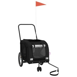 Remorque pour vélo pour animaux de compagnie en tissu Oxford noir et fer 639019639019