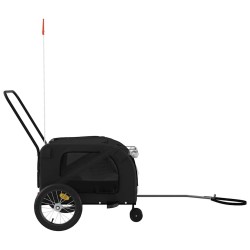 Remorque pour vélo pour animaux de compagnie en tissu Oxford noir et fer 639019639019