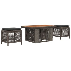 Ensemble de salle à manger pour jardin 3 pcs Gris et Gris foncé 639024639024