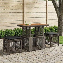 Ensemble de salle à manger pour jardin 3 pcs Gris et Gris foncé 639024639024