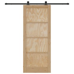 Porte coulissante Naturel et noir 86 x 211 cm 639030639030