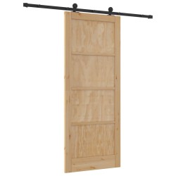 Porte coulissante Naturel et noir 86 x 211 cm 639030639030