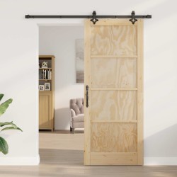 Porte coulissante Naturel et noir 86 x 211 cm 639031639031