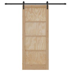 Porte coulissante Naturel et noir 86 x 211 cm 639032639032