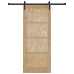 Porte coulissante Naturel et noir 86 x 211 cm 639040639040