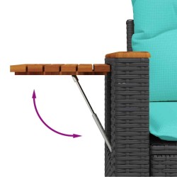 Salon de jardin 6 pcs avec coussins noir résine tressée 639044639044