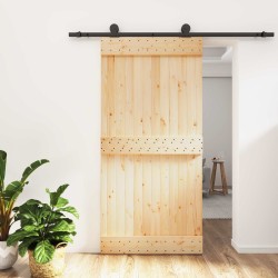Porte coulissante Naturel et noir 100 x 210 cm 639050639050