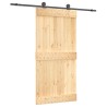 Porte coulissante Naturel et noir 100 x 210 cm 639050639050