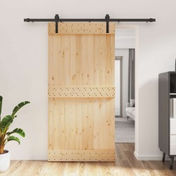 Porte coulissante Naturel et noir 100 x 210 cm 639052639052